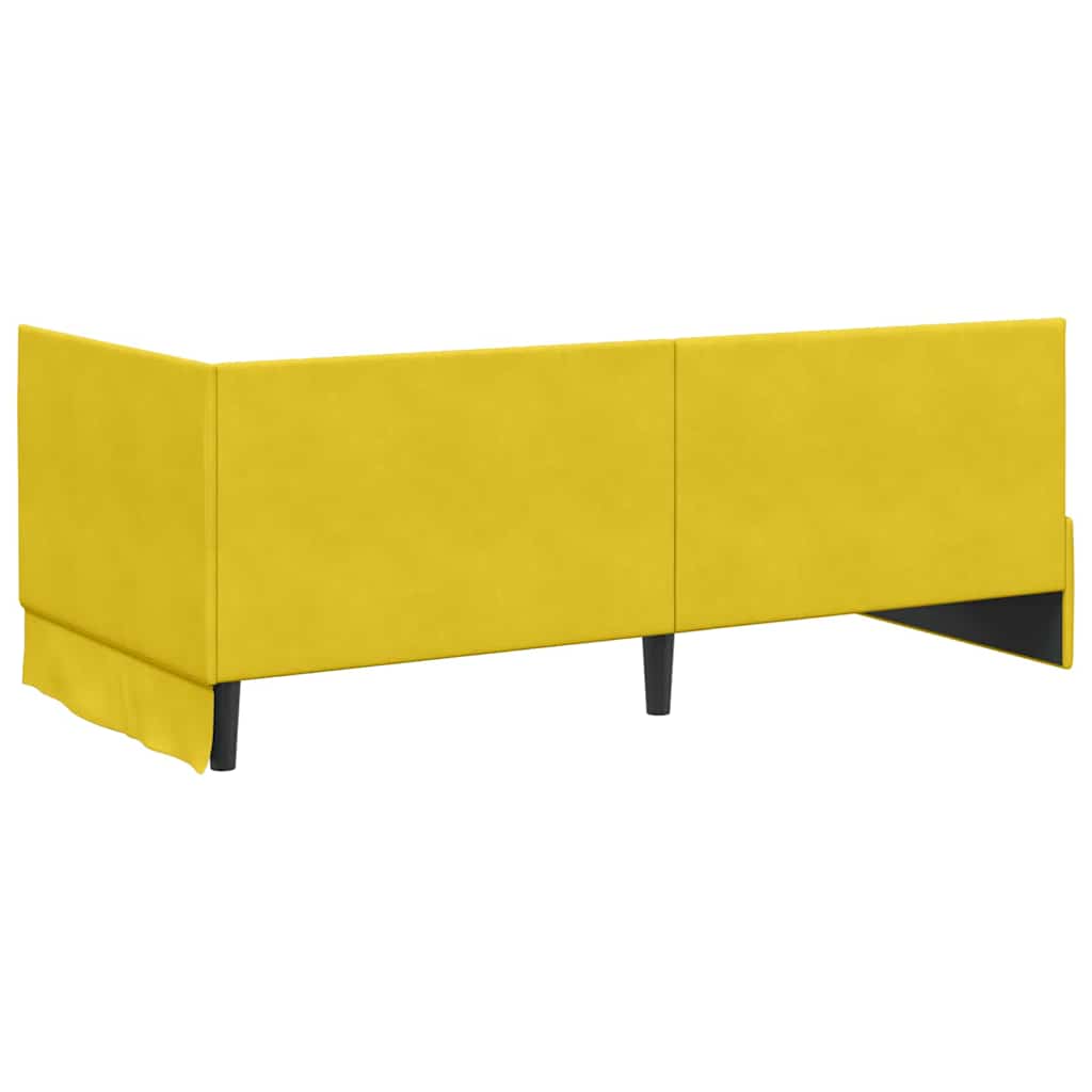 vidaXL Rama łóżka narożnego Z zagłówkiem Żółty 90 cm x 200 cm Aksamit