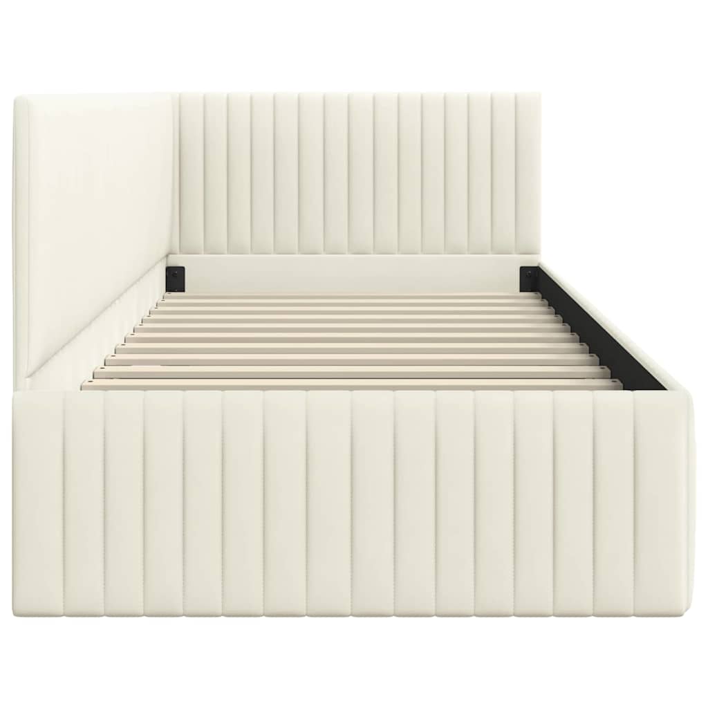vidaXL Rama łóżka narożnego Kremowy 90 cm x 200 cm Aksamit