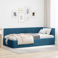 vidaXL Rama łóżka narożnego Niebieski 100 cm x 200 cm Aksamit