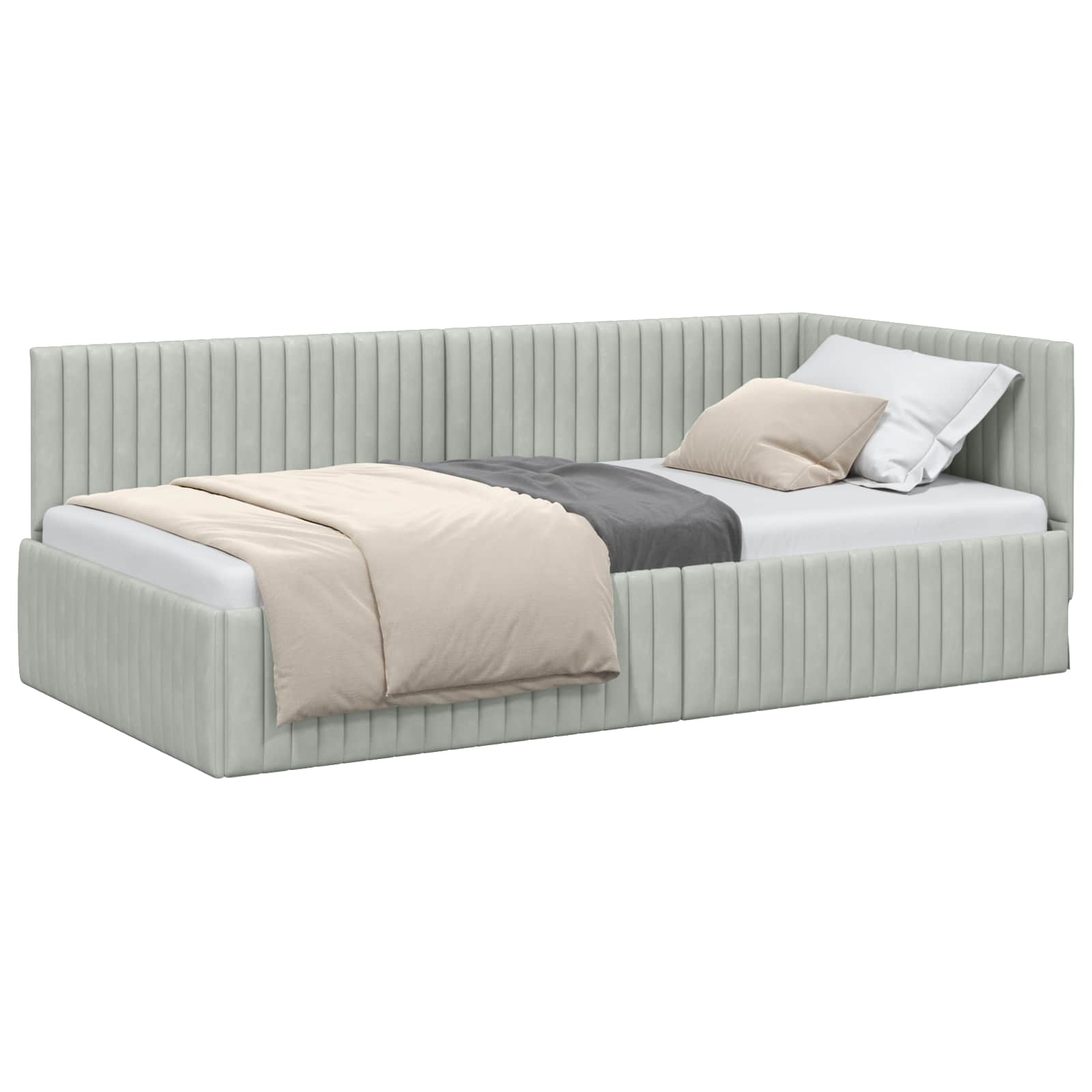 vidaXL Rama łóżka narożnego Jasnoszary 100 cm x 200 cm Aksamit