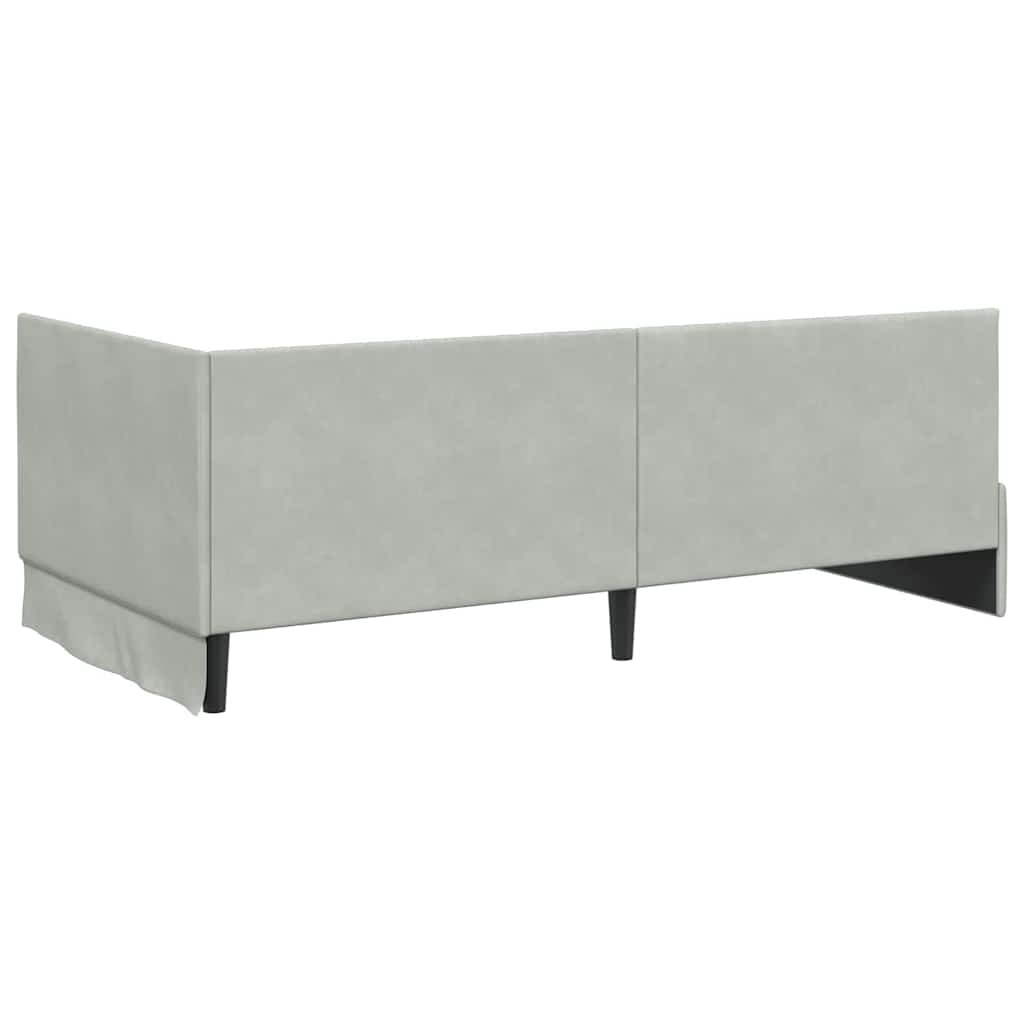 vidaXL Rama łóżka narożnego Jasnoszary 100 cm x 200 cm Aksamit