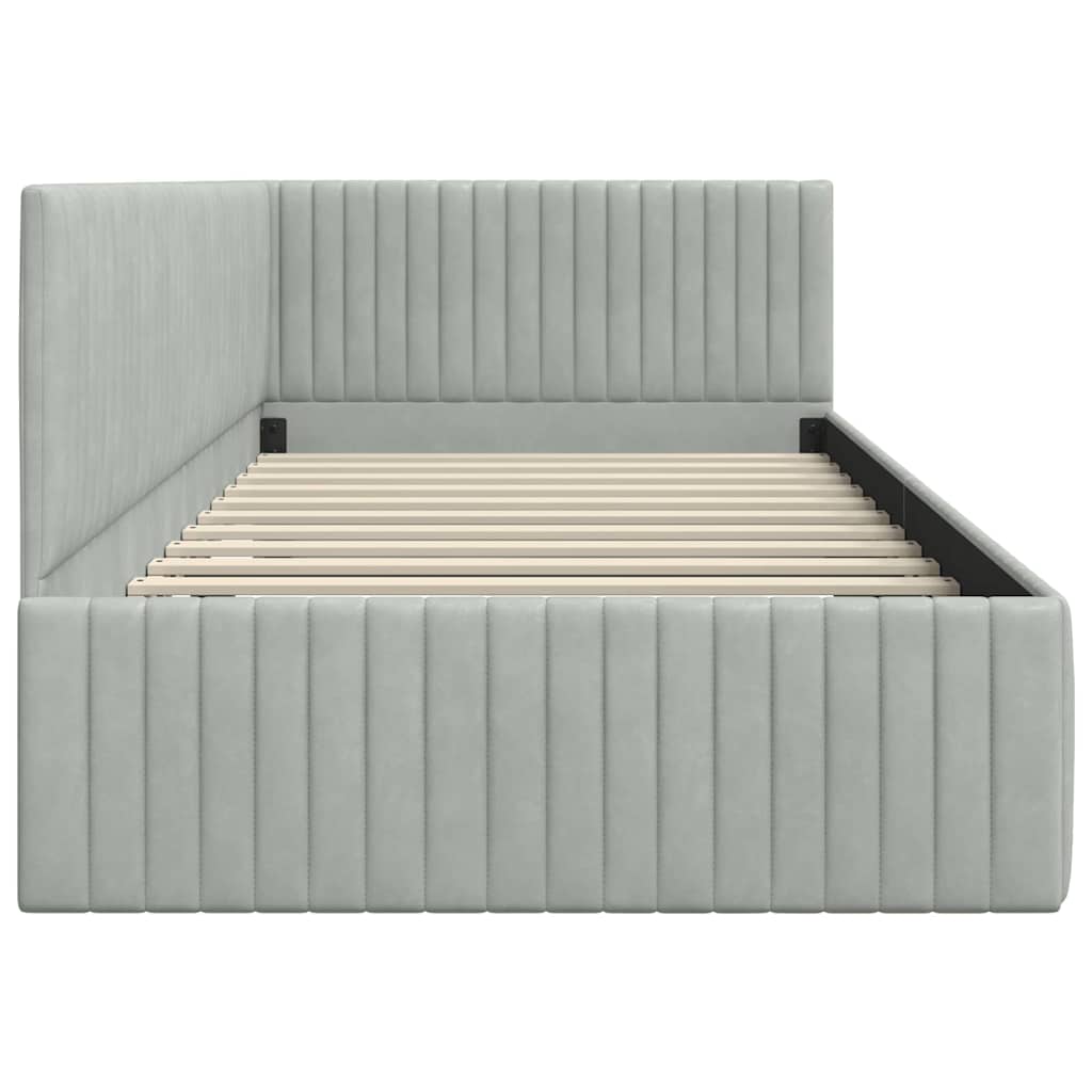 vidaXL Rama łóżka narożnego Jasnoszary 100 cm x 200 cm Aksamit