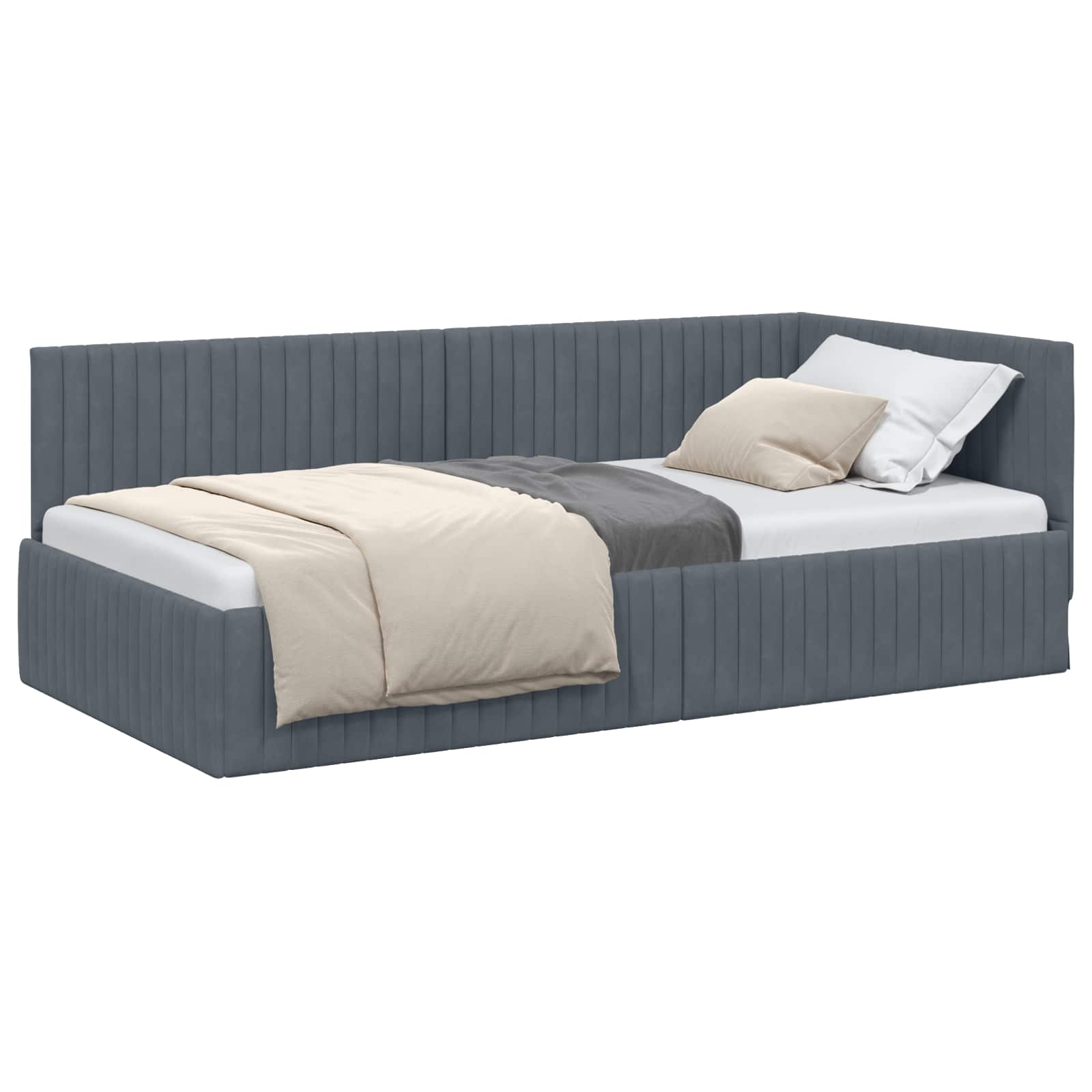 vidaXL Rama łóżka narożnego Ciemnoszary 100 cm x 200 cm Aksamit