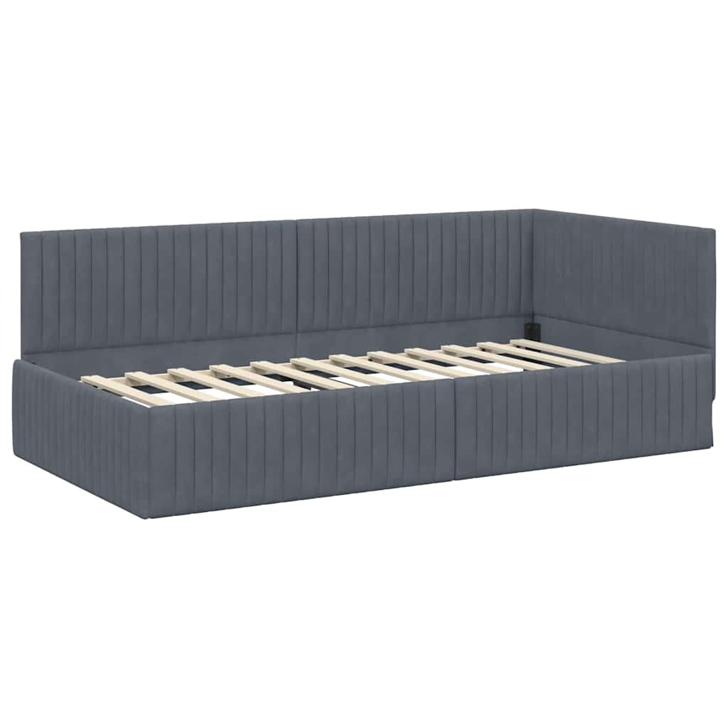 vidaXL Rama łóżka narożnego Ciemnoszary 100 cm x 200 cm Aksamit