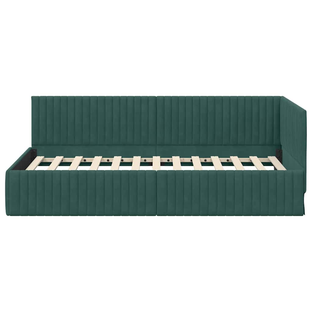 vidaXL Rama łóżka narożnego Ciemna zieleń 100 cm x 200 cm Aksamit