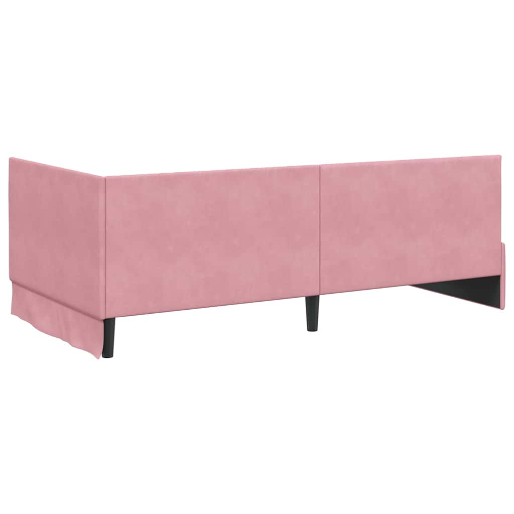 vidaXL Rama łóżka narożnego Różowy 100 cm x 200 cm Aksamit