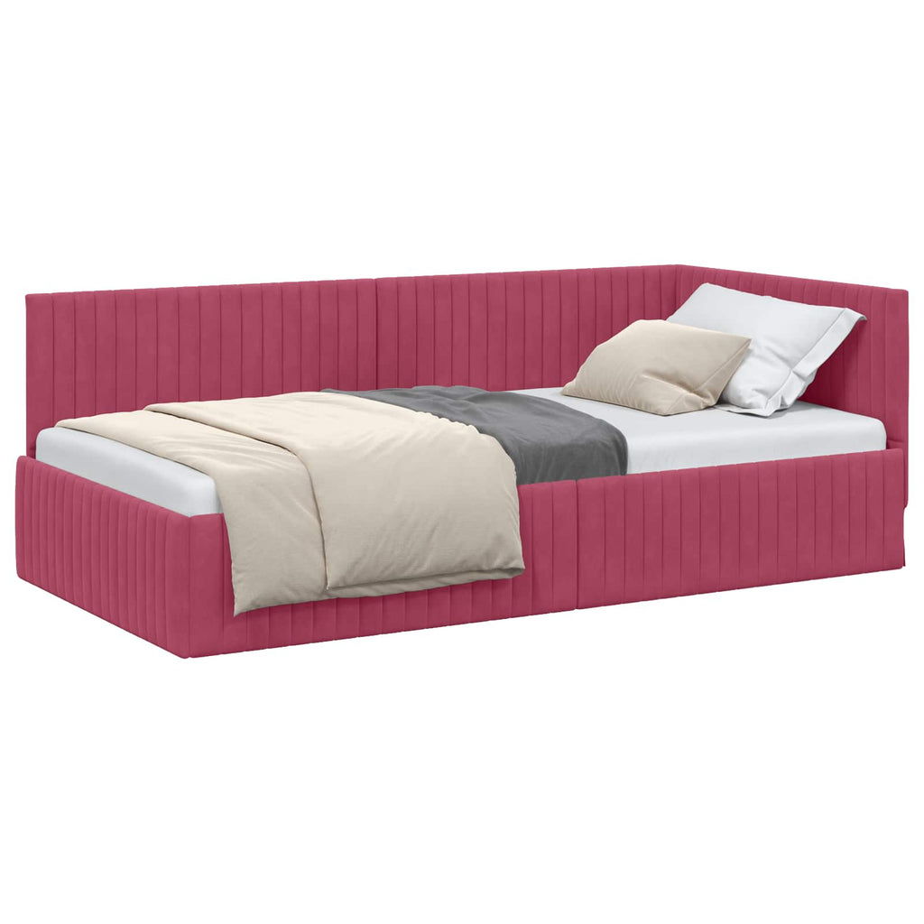 vidaXL Rama łóżka narożnego Czerwone wino 100 cm x 200 cm Aksamit