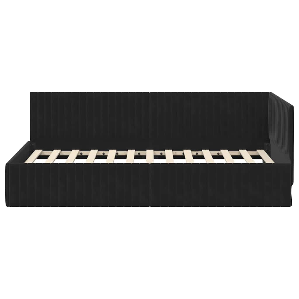 vidaXL Rama łóżka narożnego Czarny 100 cm x 200 cm Aksamit