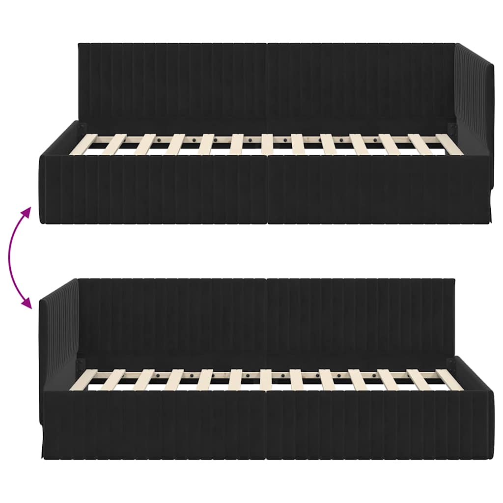 vidaXL Rama łóżka narożnego Czarny 100 cm x 200 cm Aksamit