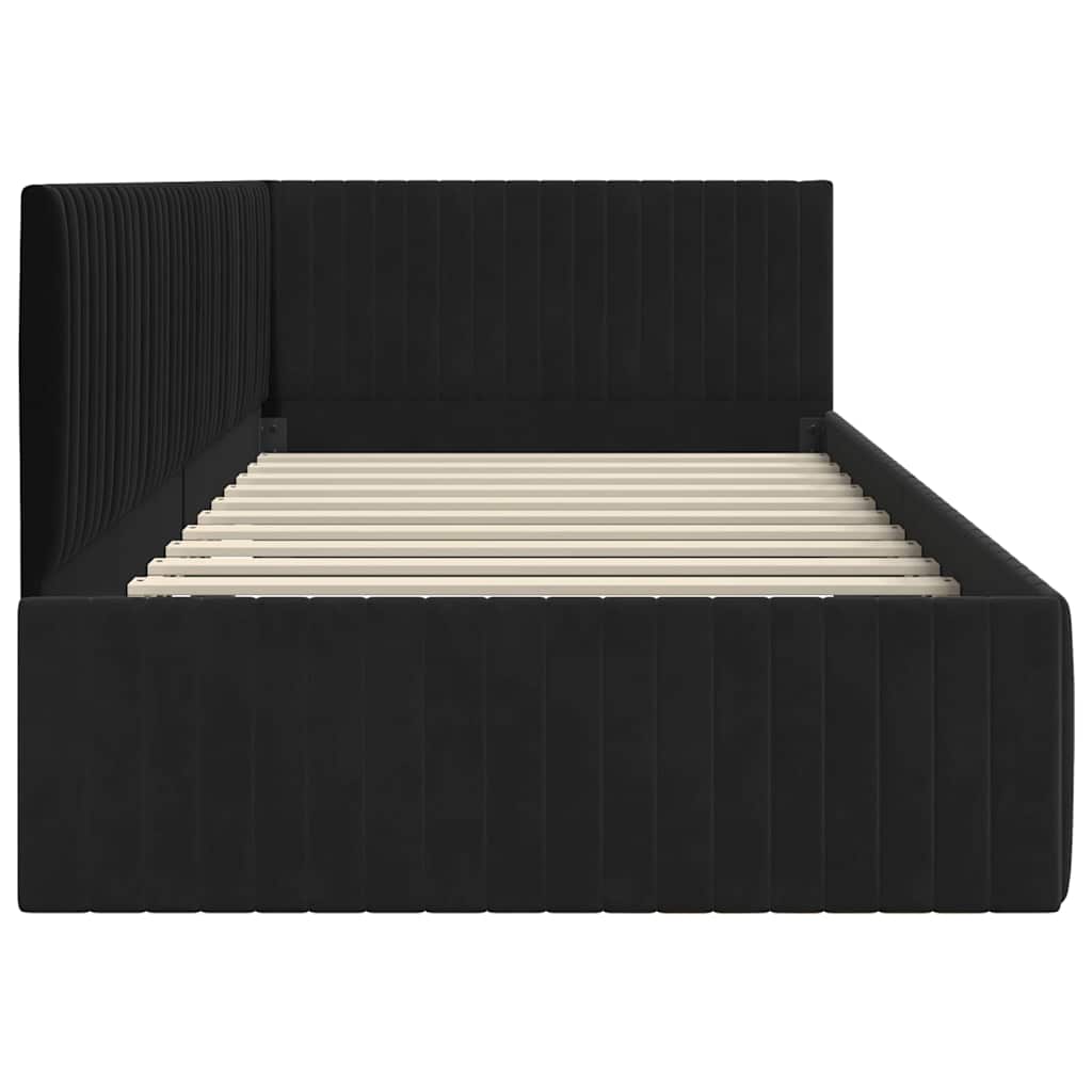 vidaXL Rama łóżka narożnego Czarny 100 cm x 200 cm Aksamit