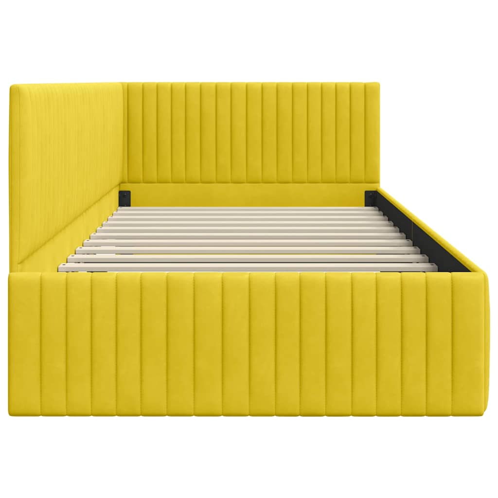 vidaXL Rama łóżka narożnego Z zagłówkiem Żółty 100 cm x 200 cm Aksamit