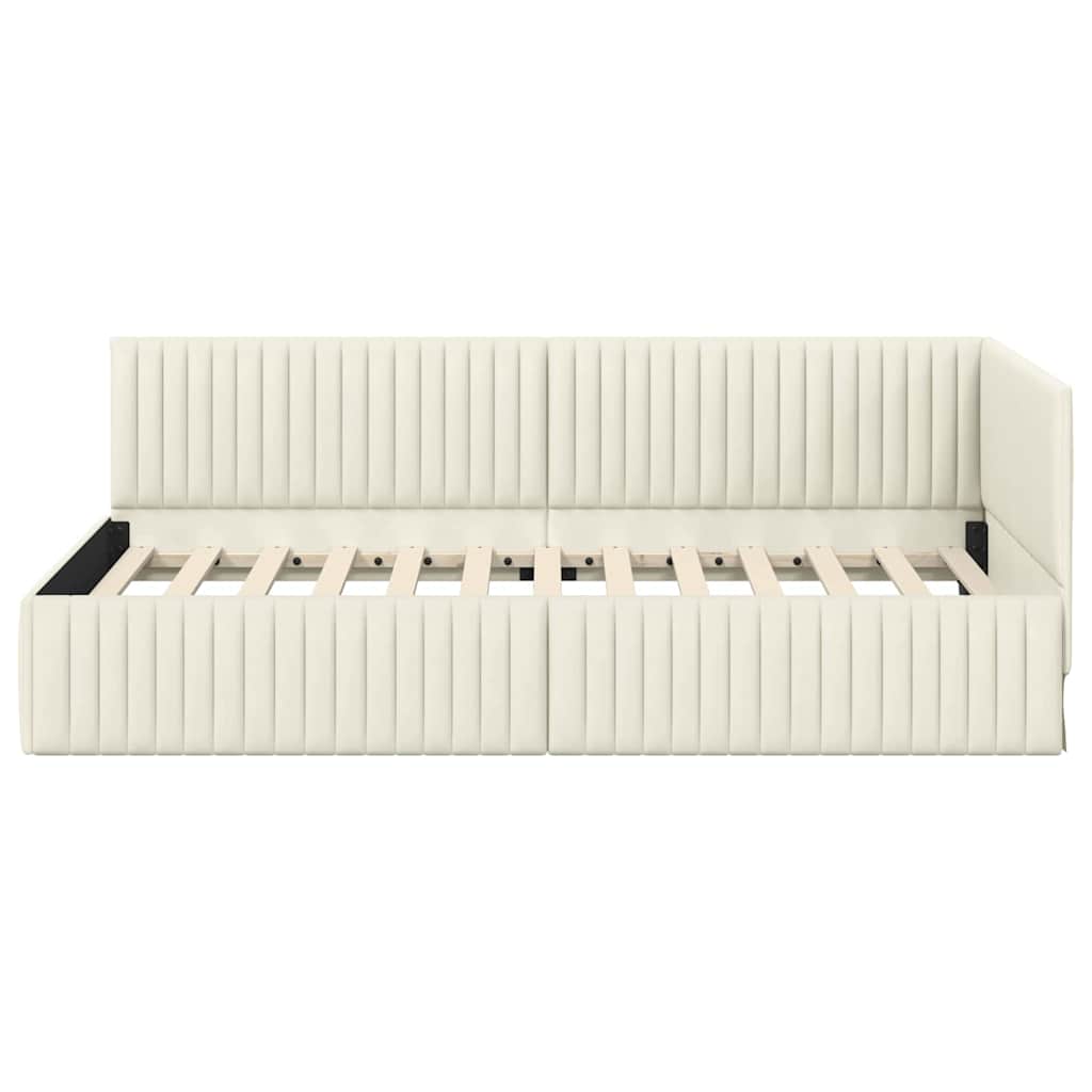vidaXL Rama łóżka narożnego Kremowy 100 cm x 200 cm Aksamit