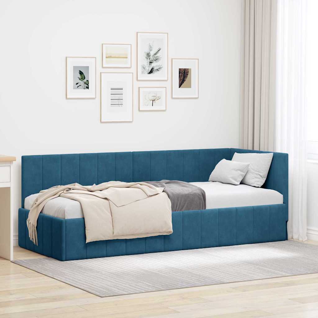 vidaXL Rama łóżka narożnego Niebieski 80 cm x 200 cm Aksamit