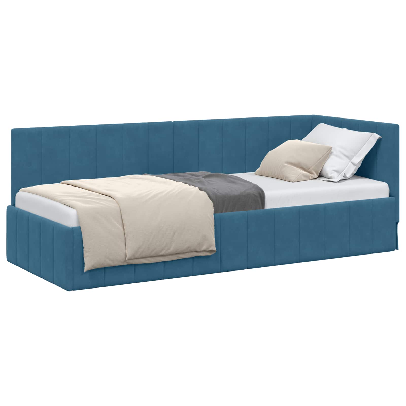 vidaXL Rama łóżka narożnego Niebieski 80 cm x 200 cm Aksamit