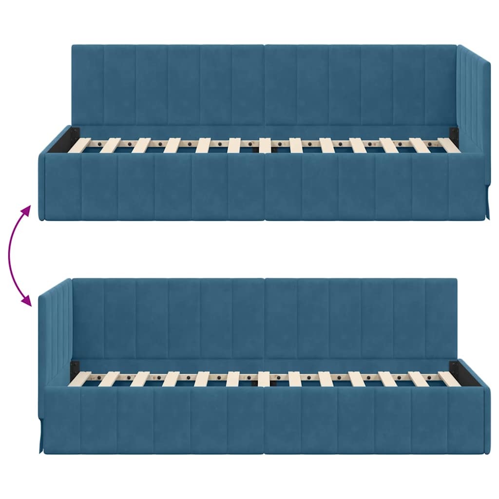 vidaXL Rama łóżka narożnego Niebieski 80 cm x 200 cm Aksamit