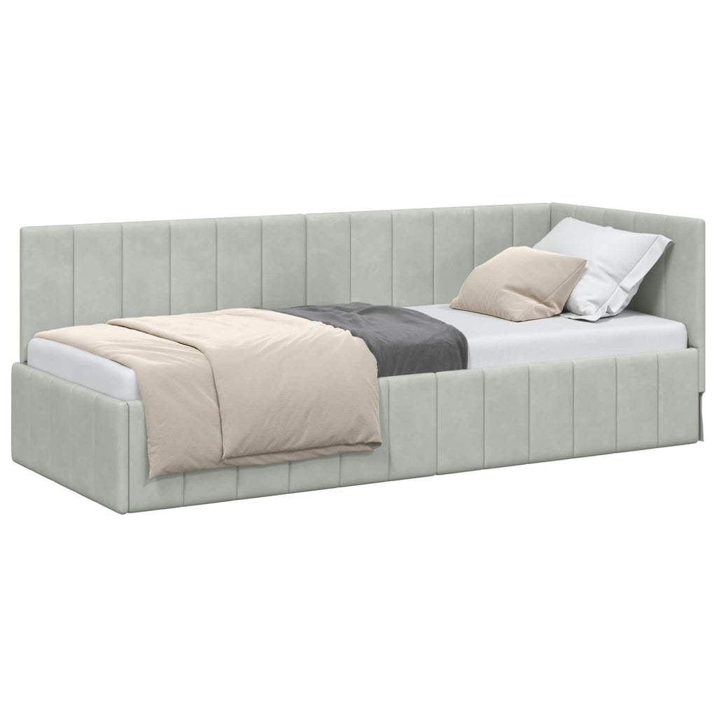 vidaXL Rama łóżka narożnego Jasnoszary 80 cm x 200 cm Aksamit