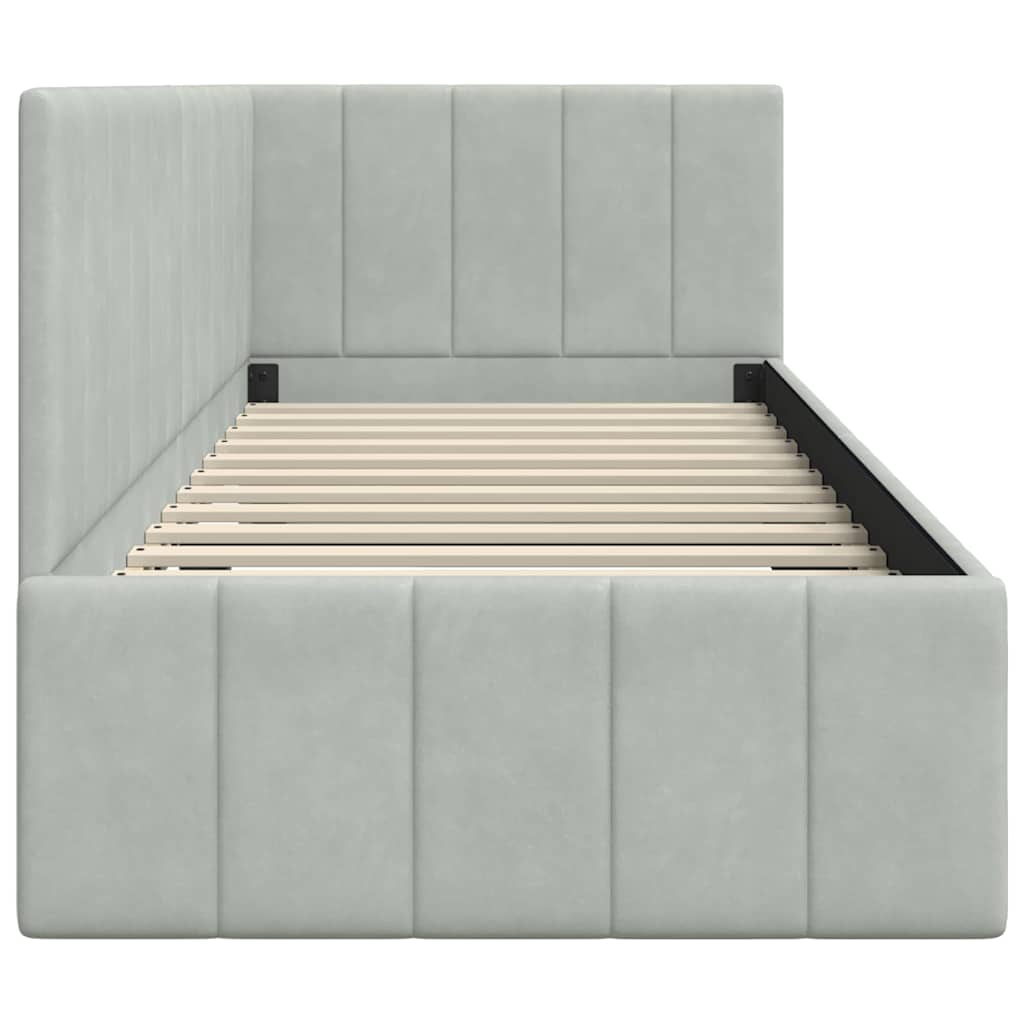 vidaXL Rama łóżka narożnego Jasnoszary 80 cm x 200 cm Aksamit