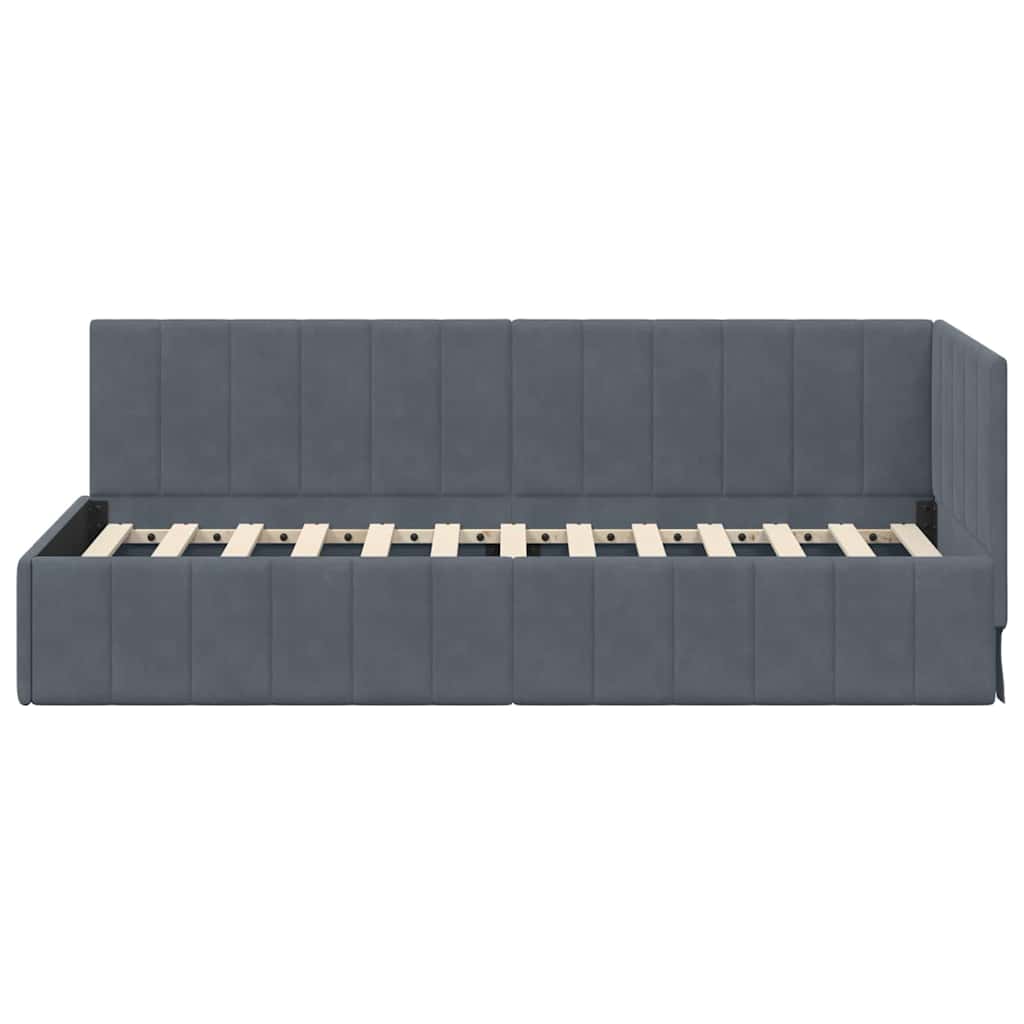 vidaXL Rama łóżka narożnego Ciemnoszary 80 cm x 200 cm Aksamit