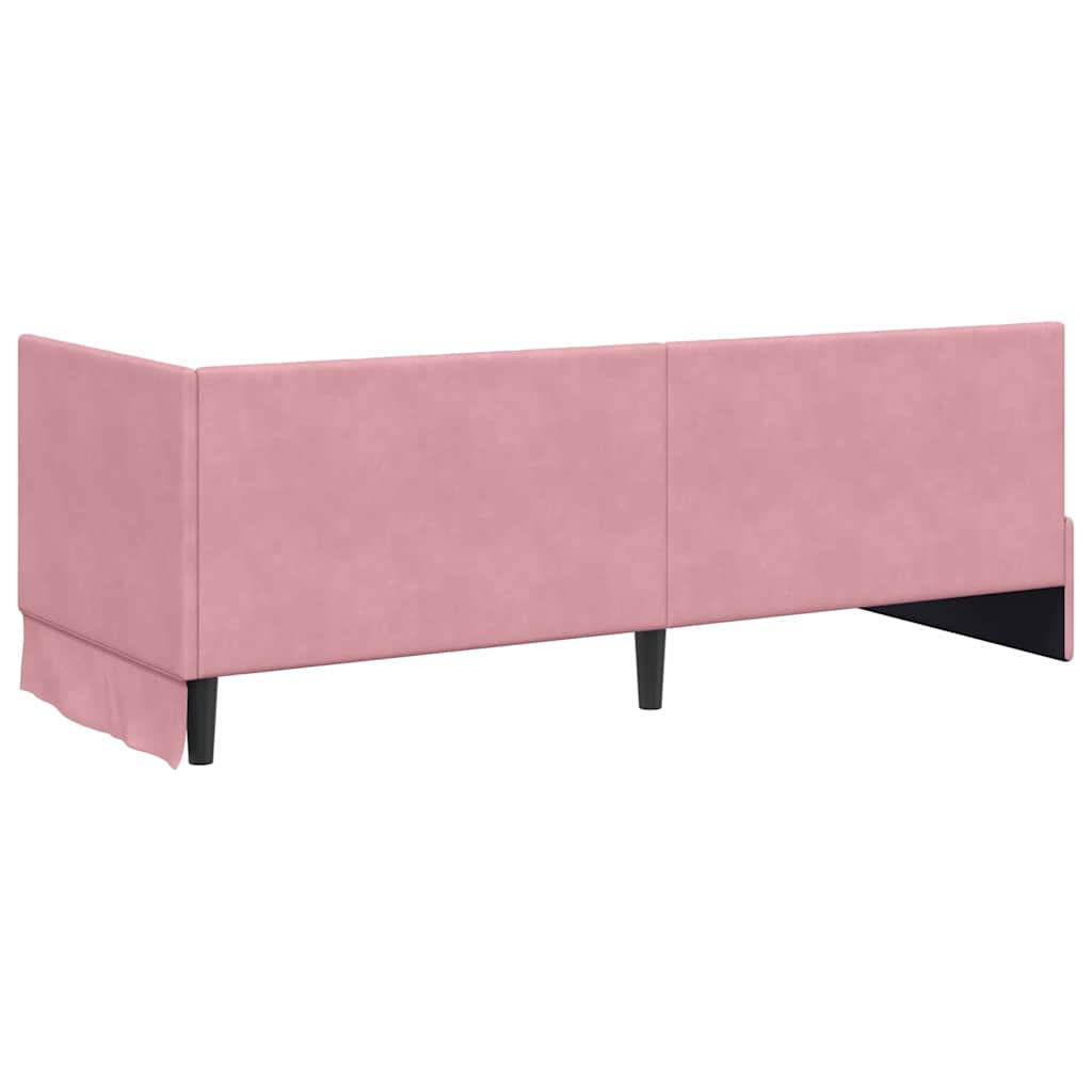 vidaXL Rama łóżka narożnego Z zagłówkiem Różowy 80 cm x 200 cm Aksamit