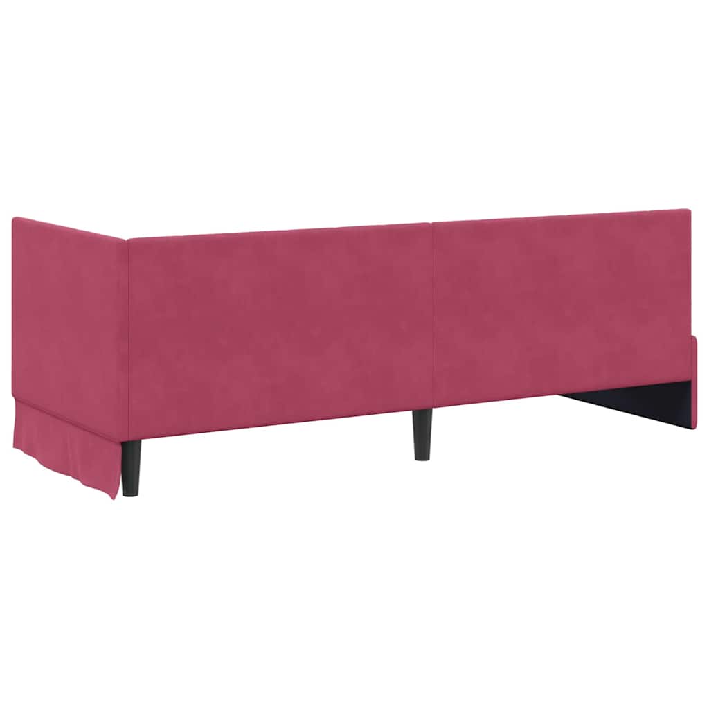vidaXL Rama łóżka narożnego Czerwone wino 80 cm x 200 cm Aksamit