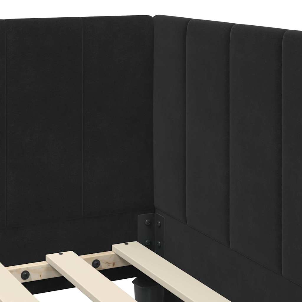 vidaXL Rama łóżka narożnego Z zagłówkiem Czarny 80 cm x 200 cm Aksamit