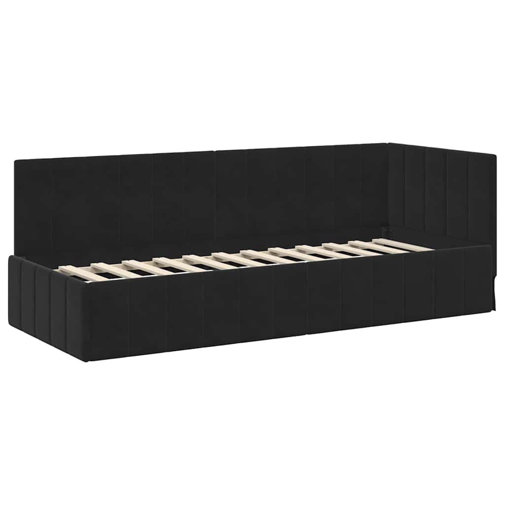 vidaXL Rama łóżka narożnego Z zagłówkiem Czarny 80 cm x 200 cm Aksamit