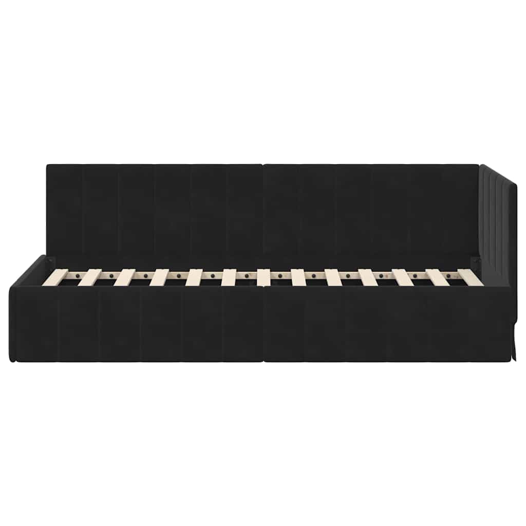 vidaXL Rama łóżka narożnego Z zagłówkiem Czarny 80 cm x 200 cm Aksamit