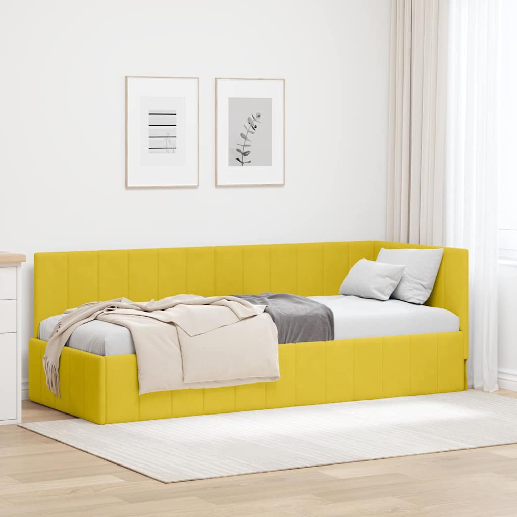 vidaXL Rama łóżka narożnego Z zagłówkiem Żółty 80 cm x 200 cm Aksamit