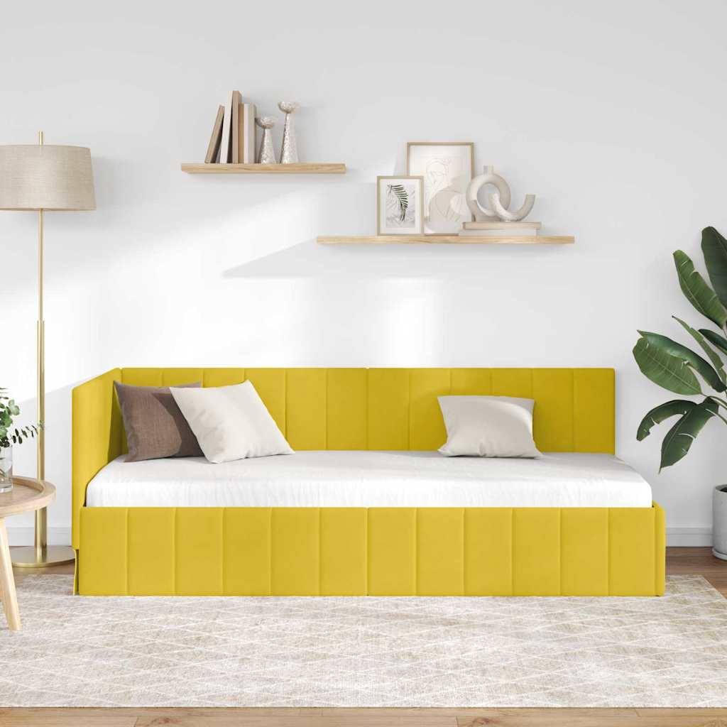 vidaXL Rama łóżka narożnego Z zagłówkiem Żółty 80 cm x 200 cm Aksamit