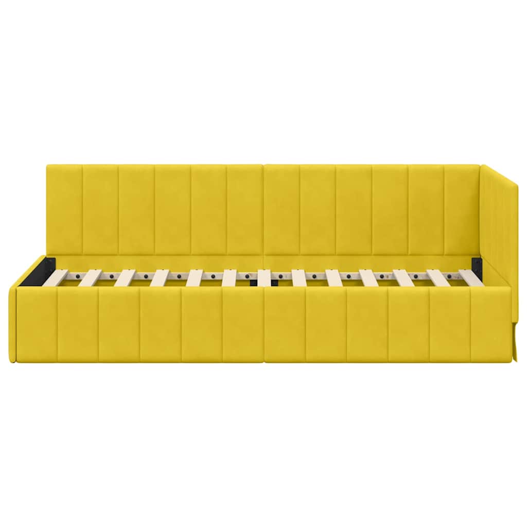 vidaXL Rama łóżka narożnego Z zagłówkiem Żółty 80 cm x 200 cm Aksamit