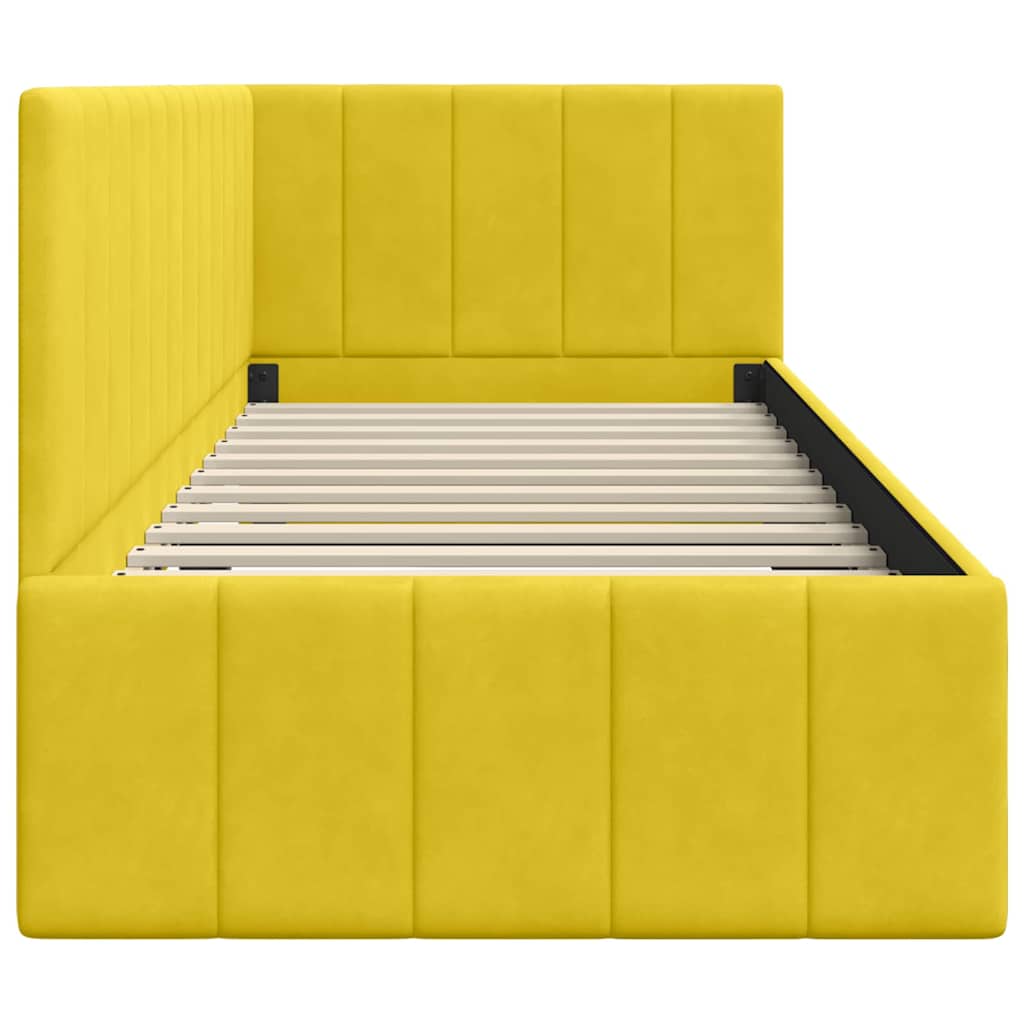 vidaXL Rama łóżka narożnego Z zagłówkiem Żółty 80 cm x 200 cm Aksamit