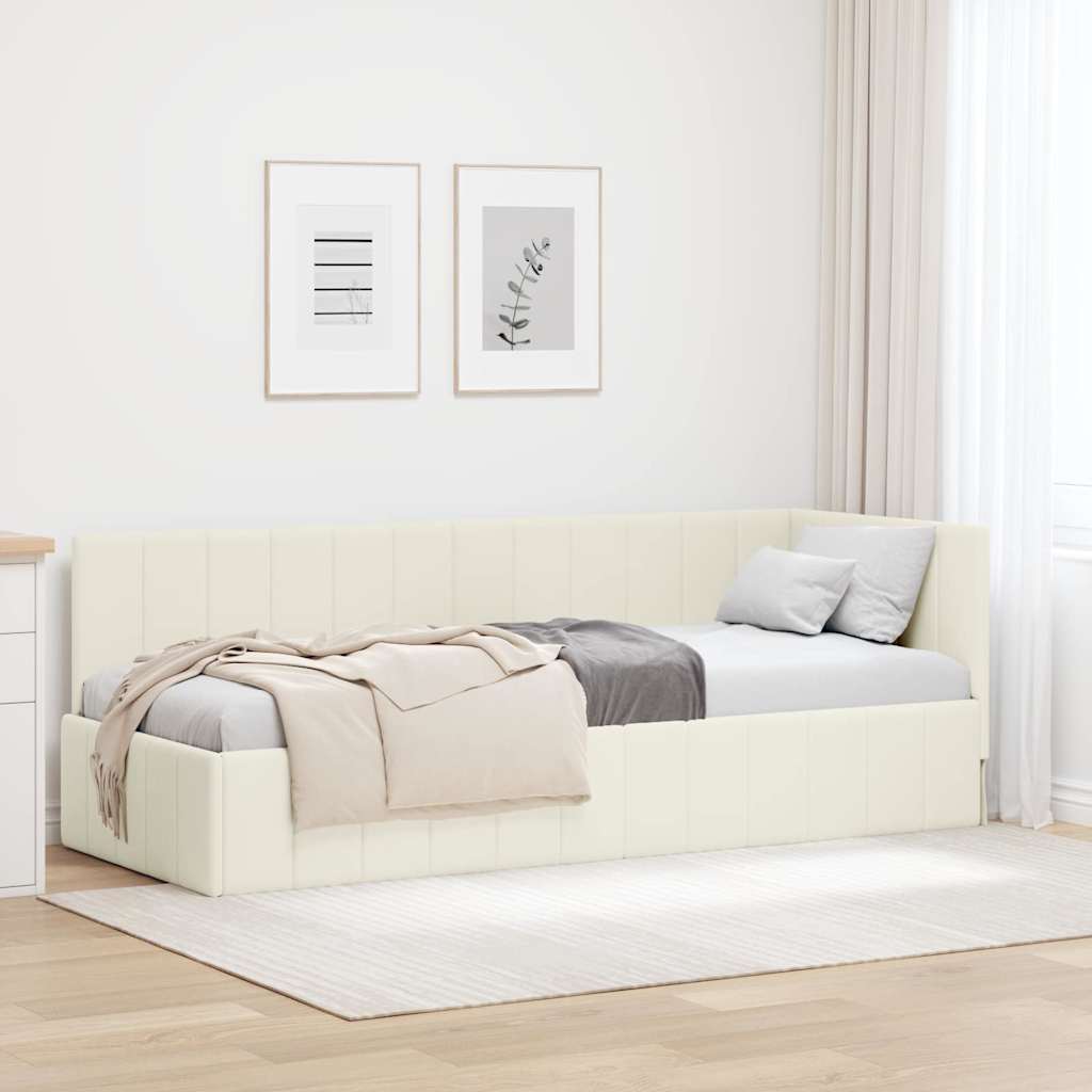 vidaXL Rama łóżka narożnego Kremowy 80 cm x 200 cm Aksamit