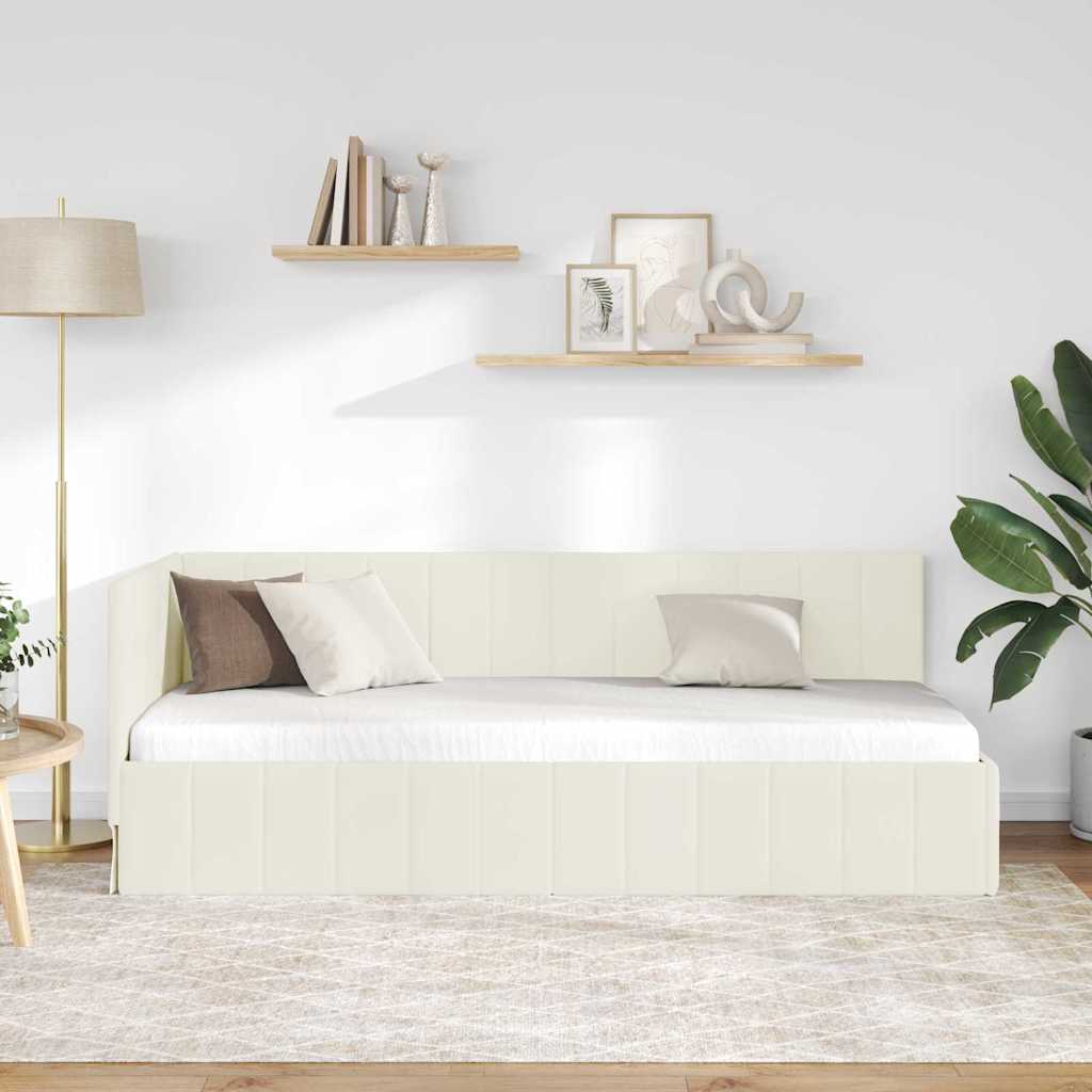 vidaXL Rama łóżka narożnego Kremowy 80 cm x 200 cm Aksamit