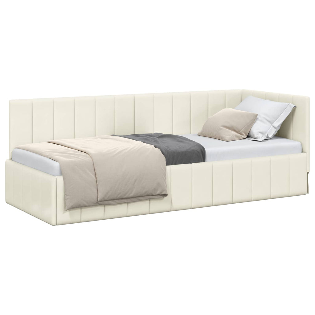 vidaXL Rama łóżka narożnego Kremowy 80 cm x 200 cm Aksamit