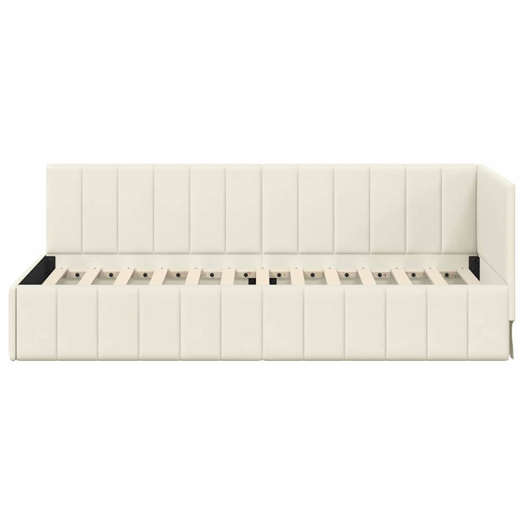 vidaXL Rama łóżka narożnego Kremowy 80 cm x 200 cm Aksamit