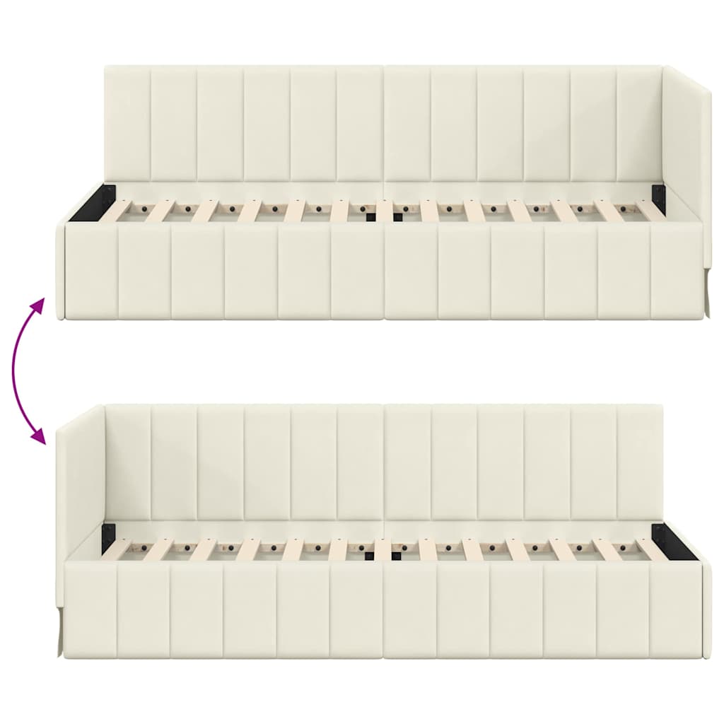 vidaXL Rama łóżka narożnego Kremowy 80 cm x 200 cm Aksamit