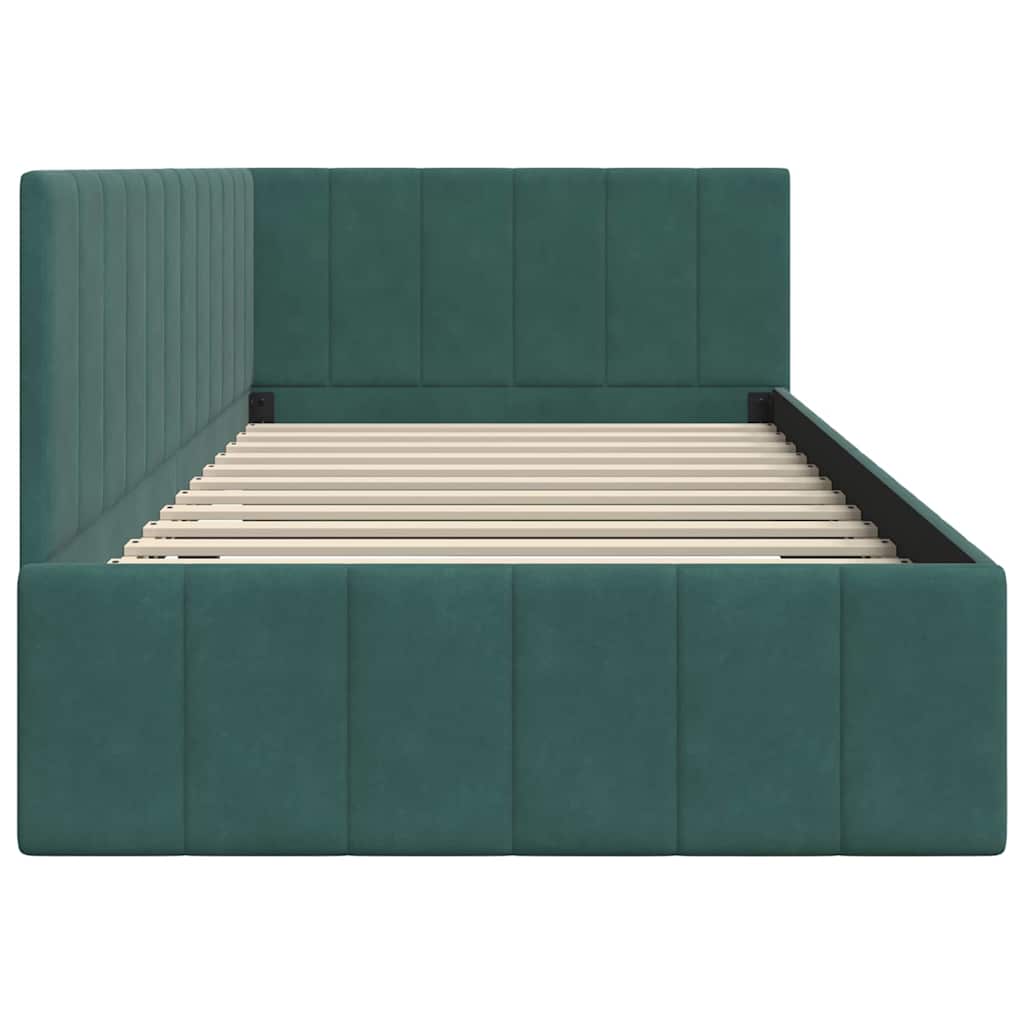 vidaXL Rama łóżka narożnego Ciemna zieleń 90 cm x 190 cm Aksamit