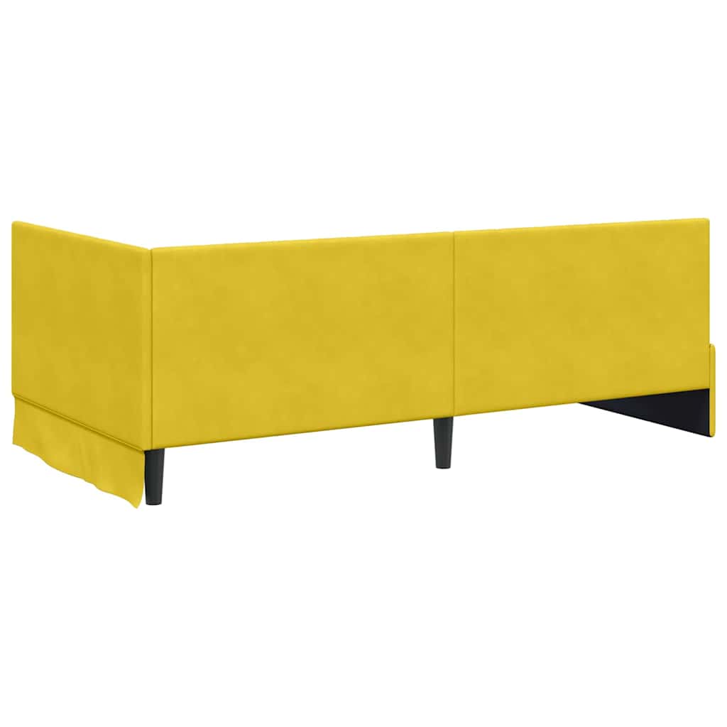 vidaXL Rama łóżka narożnego Z zagłówkiem Żółty 90 cm x 190 cm Aksamit