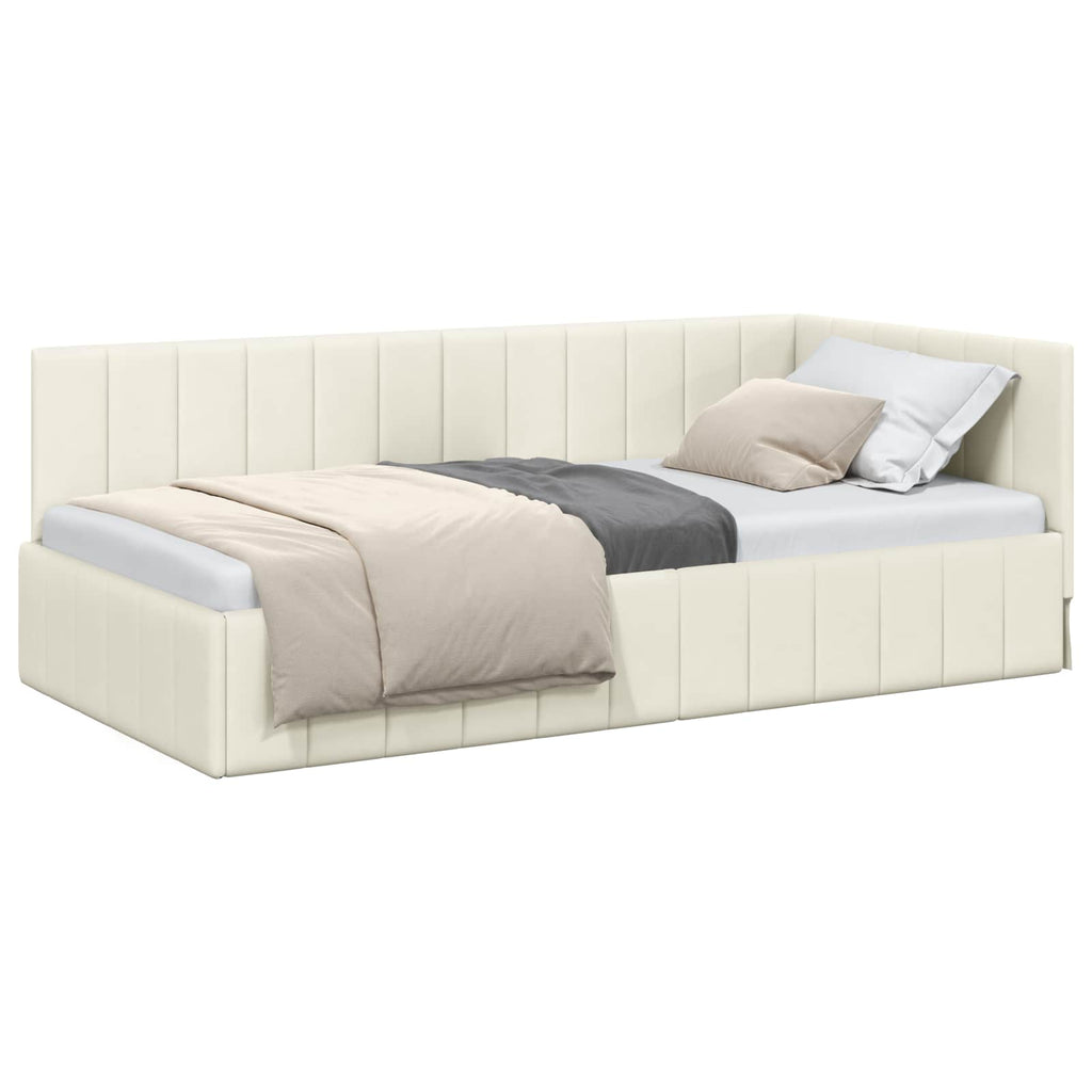 vidaXL Rama łóżka narożnego Kremowy 90 cm x 190 cm Aksamit
