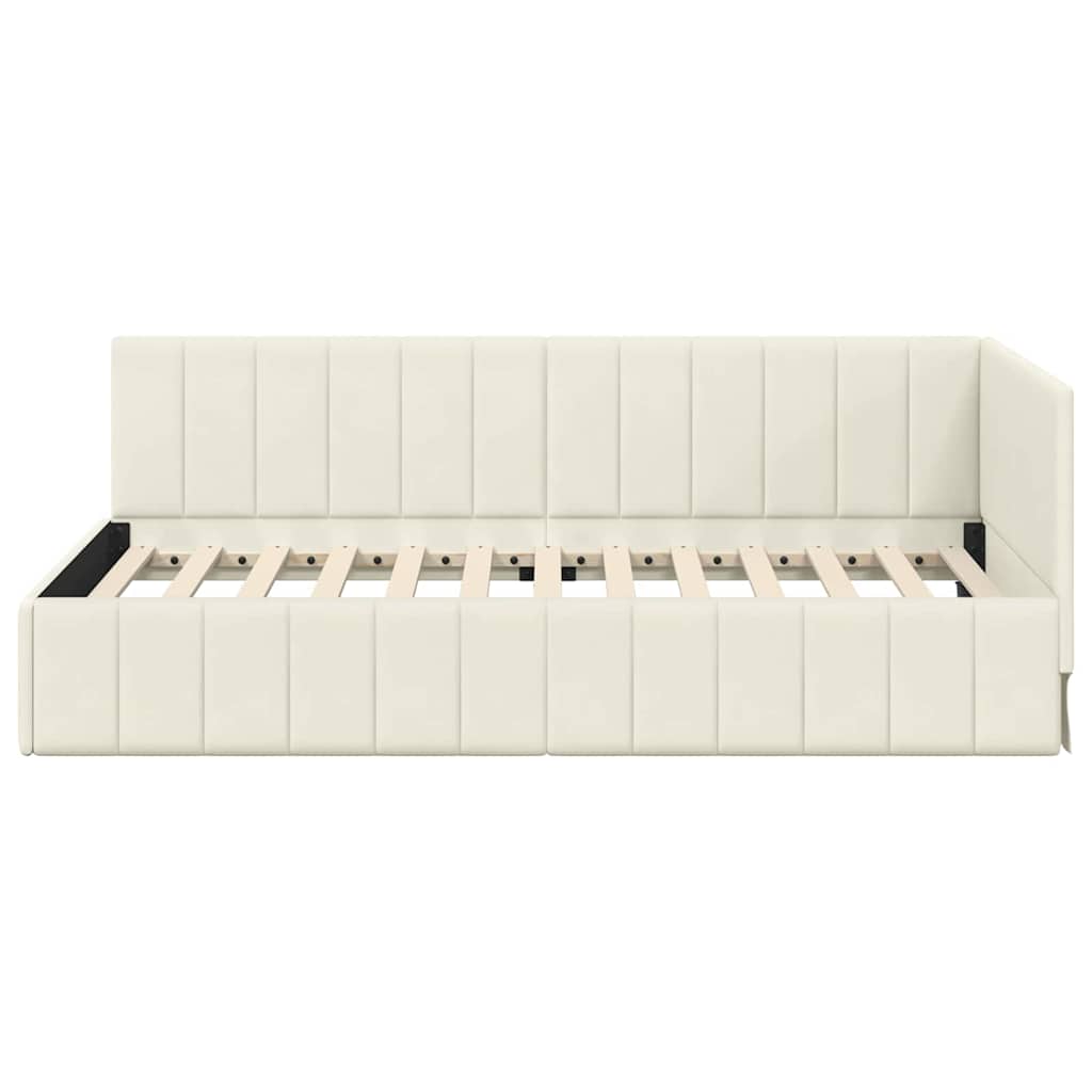 vidaXL Rama łóżka narożnego Kremowy 90 cm x 190 cm Aksamit