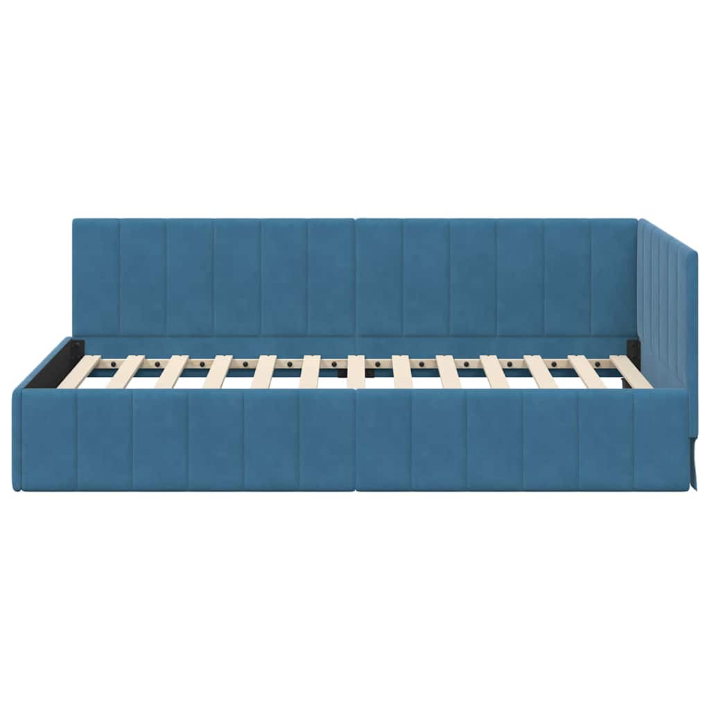 vidaXL Rama łóżka narożnego Niebieski 90 cm x 200 cm Aksamit