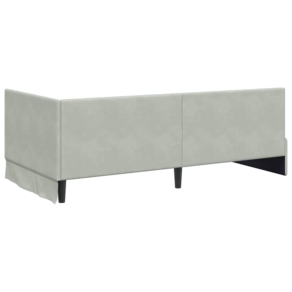 vidaXL Rama łóżka narożnego Jasnoszary 90 cm x 200 cm Aksamit