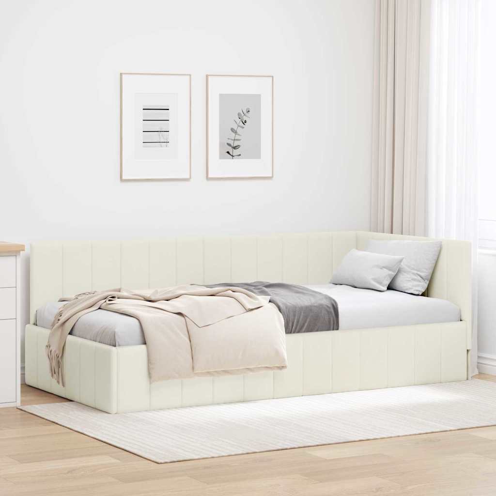 vidaXL Rama łóżka narożnego Kremowy 90 cm x 200 cm Aksamit