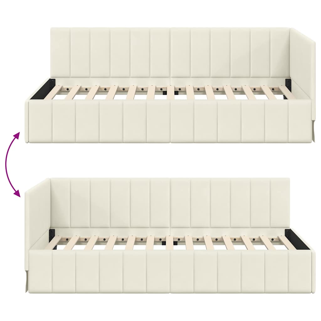 vidaXL Rama łóżka narożnego Kremowy 90 cm x 200 cm Aksamit