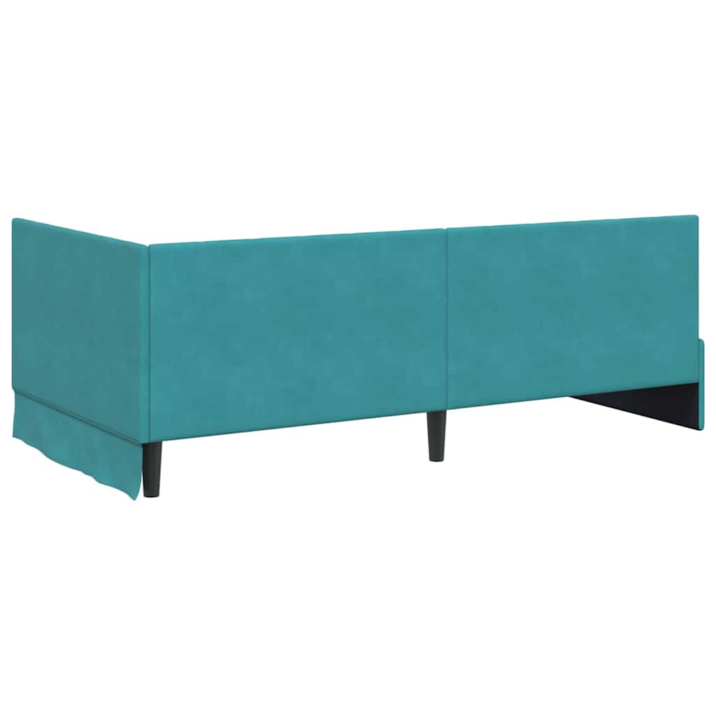 vidaXL Rama łóżka narożnego Turkusowy 90 cm x 200 cm Aksamit