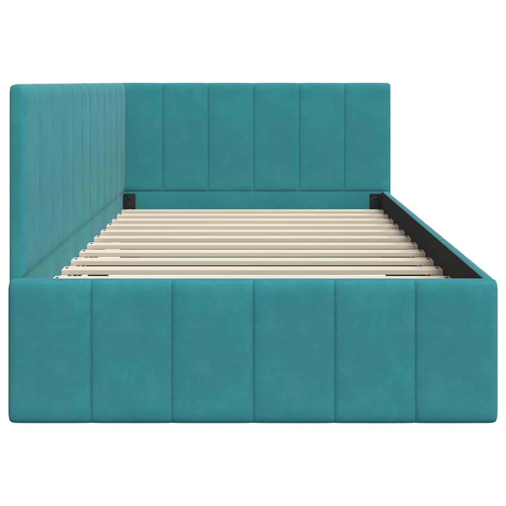 vidaXL Rama łóżka narożnego Turkusowy 90 cm x 200 cm Aksamit