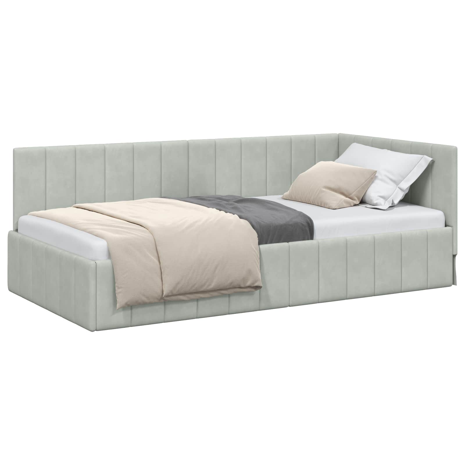 vidaXL Rama łóżka narożnego Jasnoszary 100 cm x 200 cm Aksamit