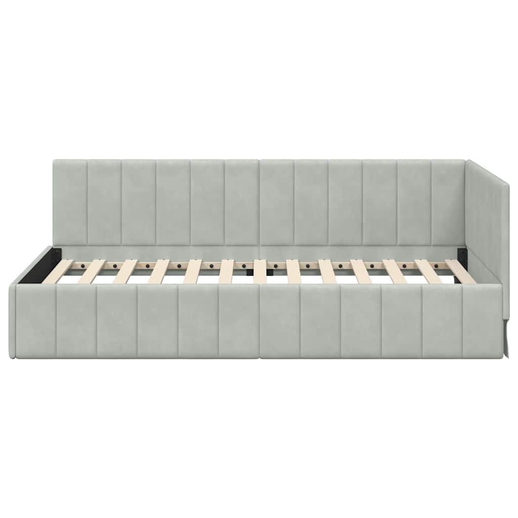 vidaXL Rama łóżka narożnego Jasnoszary 100 cm x 200 cm Aksamit