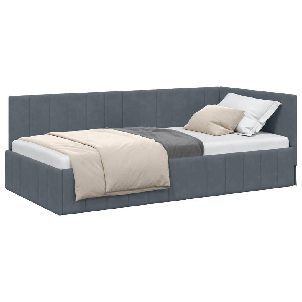vidaXL Rama łóżka narożnego Ciemnoszary 100 cm x 200 cm Aksamit