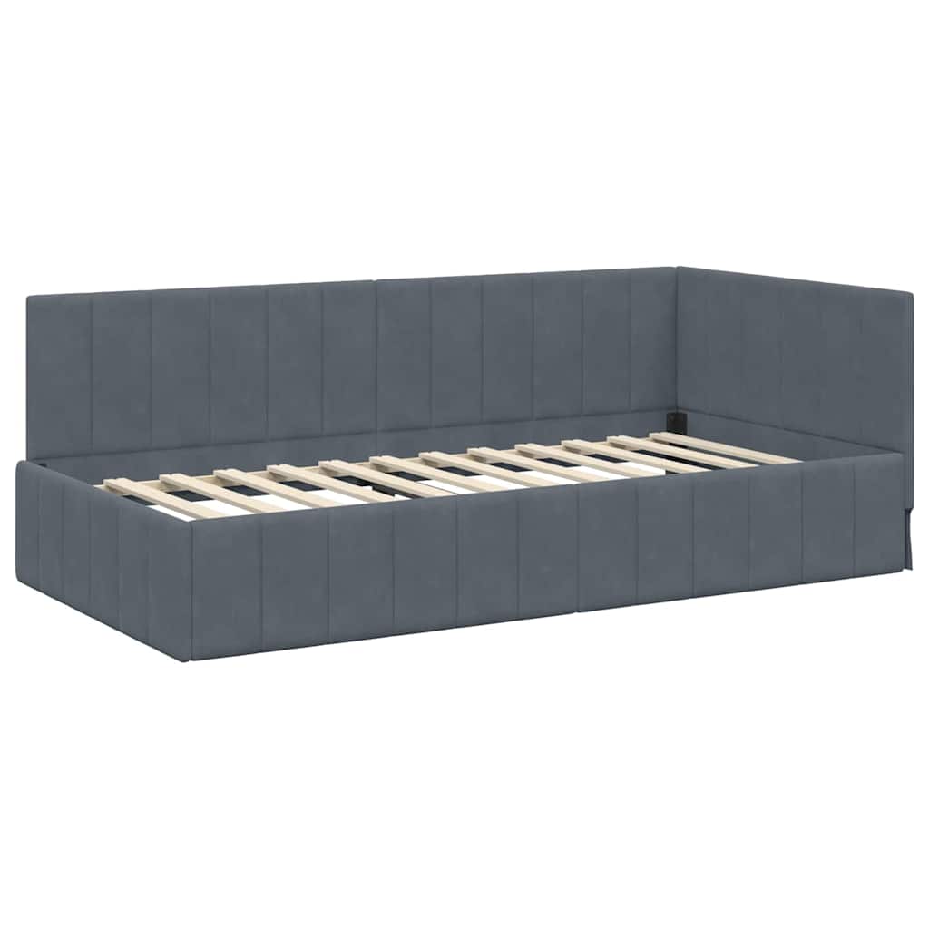 vidaXL Rama łóżka narożnego Ciemnoszary 100 cm x 200 cm Aksamit